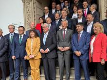 A alcaldesa de Santiago de Compostela, Goretti Sanmartín e Empresarios de Galicia
